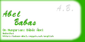 abel babas business card